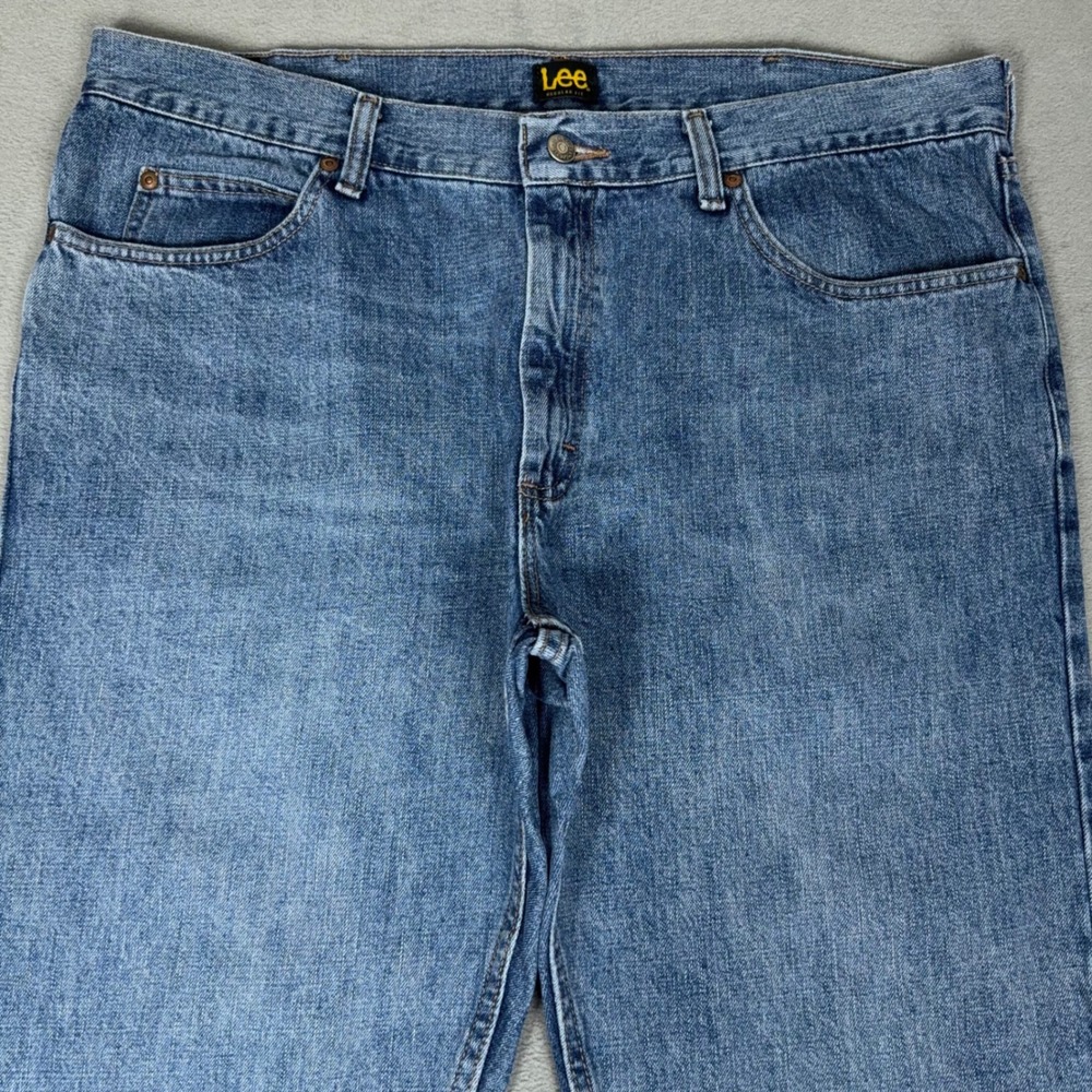 Lee Jeans Mens 40x30 Regular Fit Blue Denim Straight Leg Cotton Casual Work - Picture 3 of 10